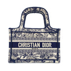 Dior Book Tote Mini Toile de Jouy Navy White Canvas Handbag