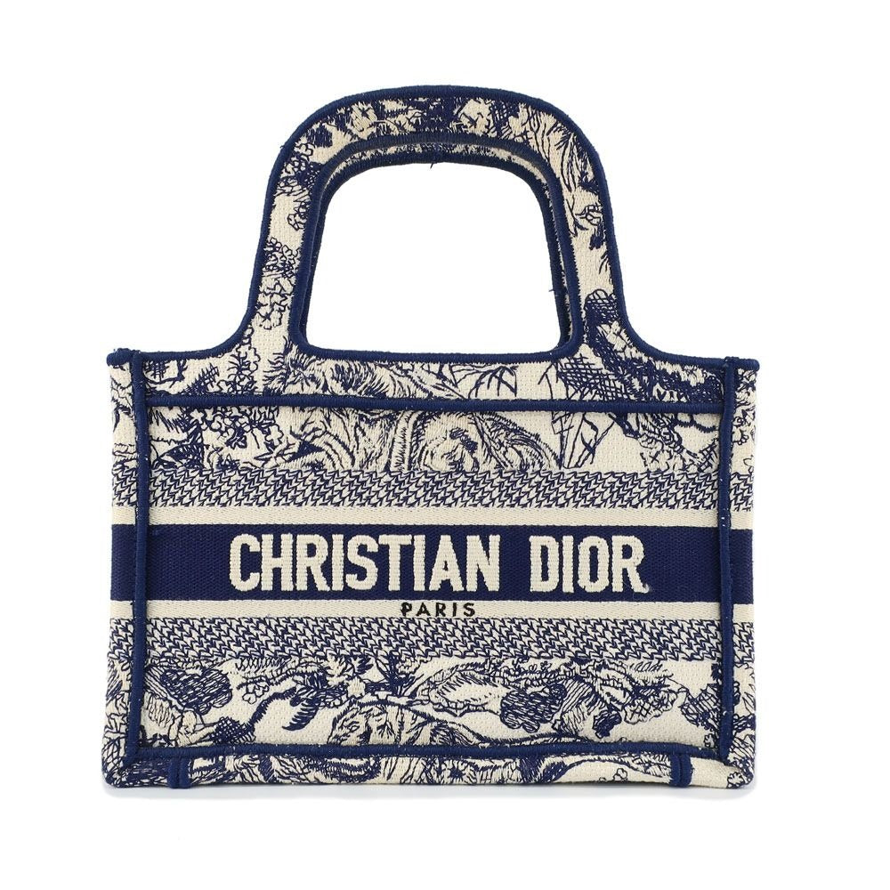 Dior Book Tote Mini Toile de Jouy Navy White Canvas Handbag
