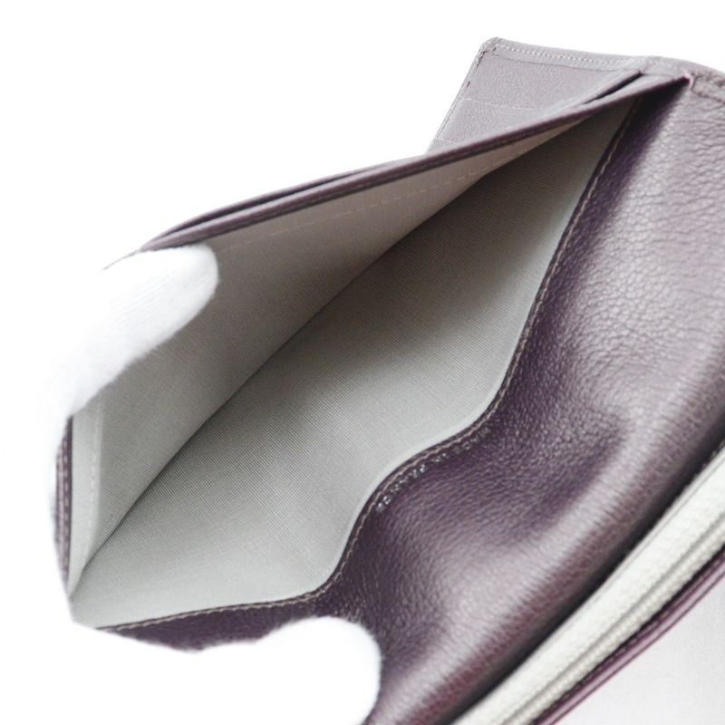 Chanel Camellia Coco Mark Leather Metallic Purple Long Wallet — view 8