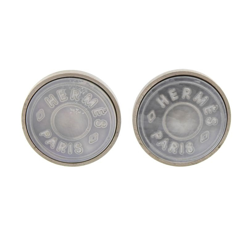 Hermes Bijouterie Fantaisie Serie Shell Clip Earrings For Both Ears Silver — view 2