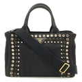 Prada Canapa 2-Way Shoulder Bag Crossbody Bijoux Studded Canvas Nero Black