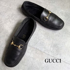 Gucci Horsebit Loafer Driving Shoes Black Gold 41 1 2 M Leather