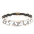 Hermes Emile PM Enamel Bracelet Carte A Jouet Bangle Silver White