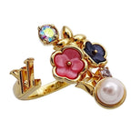 Louis Vuitton Ring LV Botanica Rhinestone Gold M Flower Large