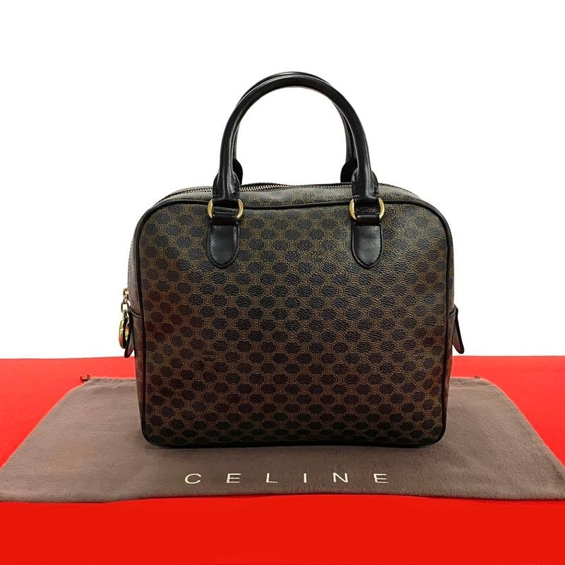 Celine Vintage Macadam Blason Triomphe Pattern Leather Handbag Mini Boston Bag — view 2