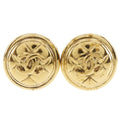 Chanel CC Logo Quilted Gold Plated Earrings