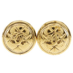 Chanel CC Logo Quilted Gold Plated Earrings