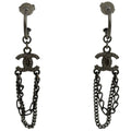 Chanel CC Logo Earrings Swing Metal Black Silver