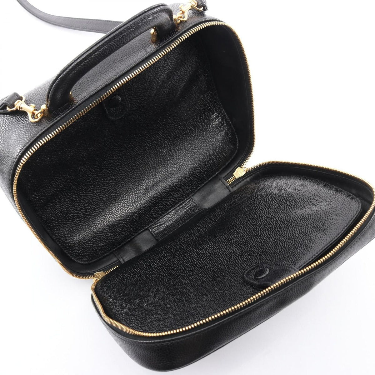 Chanel Handbag CC Logo Black Calf CC 2-Way Vanity Bag — view 3