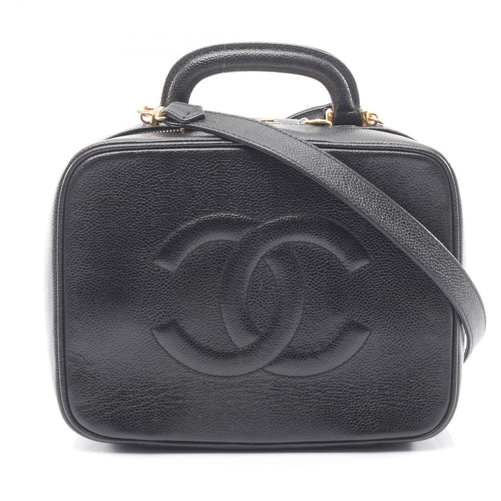 Chanel Handbag CC Logo Black Calf CC 2-Way Vanity Bag
