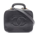 Chanel Handbag CC Logo Black Calf CC 2-Way Vanity Bag