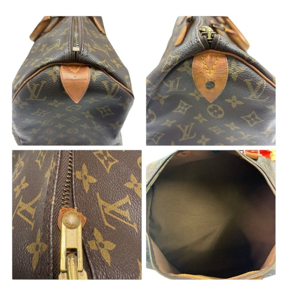 Louis Vuitton Monogram Speedy Brown Gold Leather Mini Boston Bag — view 9