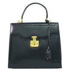 Gucci Lock Handbag Leather Navy Bag