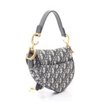 Dior Saddle Bag Mini Oblique Peacock Navy Canvas Leather Ivory Navy. Black — view 2
