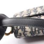 Dior Saddle Bag Mini Oblique Peacock Navy Canvas Leather Ivory Navy. Black — view 8