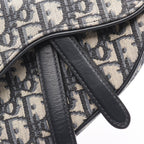 Dior Saddle Bag Mini Oblique Peacock Navy Canvas Leather Ivory Navy. Black — view 9