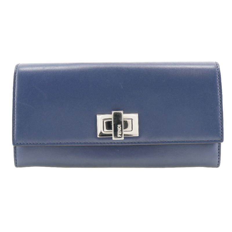 Fendi Peekaboo 8 M0377 Calf Navy Long Wallet