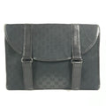 Gucci Clutch Logo GG Canvas Leather Black