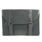 Gucci Clutch Logo GG Canvas Leather Black