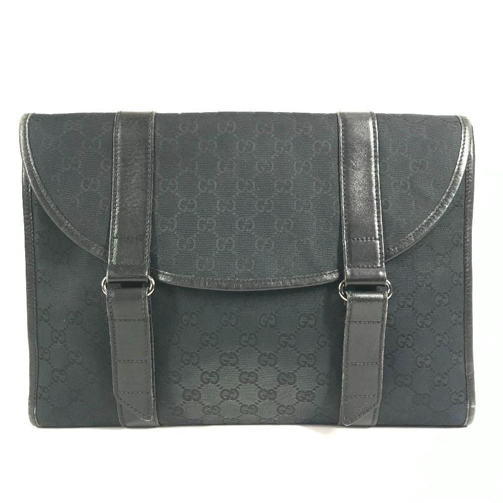 Gucci Clutch Logo GG Canvas Leather Black