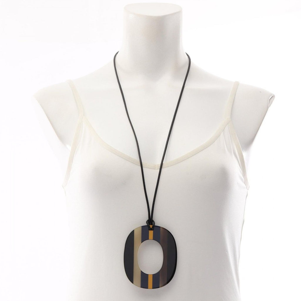 Hermes Necklace Islamic Pop Leather Black Navy. Yellow — view 5