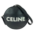 Celine Dancing Kid Logo Studded Black White Silver Hardware Leather Ddj38