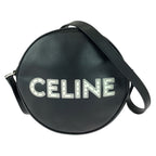 Celine Dancing Kid Logo Studded Black White Silver Hardware Leather Ddj38