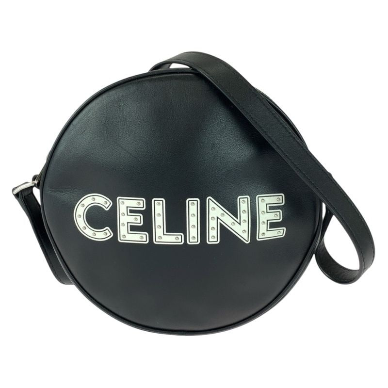 Celine Dancing Kid Logo Studded Black White Silver Hardware Leather Ddj38