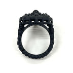 Gucci Michele Period Stone Faux Pearl Flower Ring 10 Black — view 5