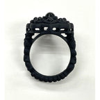 Gucci Michele Period Stone Faux Pearl Flower Ring 10 Black — view 6