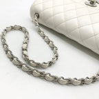 Chanel Caviar Leather CC Logo Turnlock Chain Shoulder Bag White — view 6