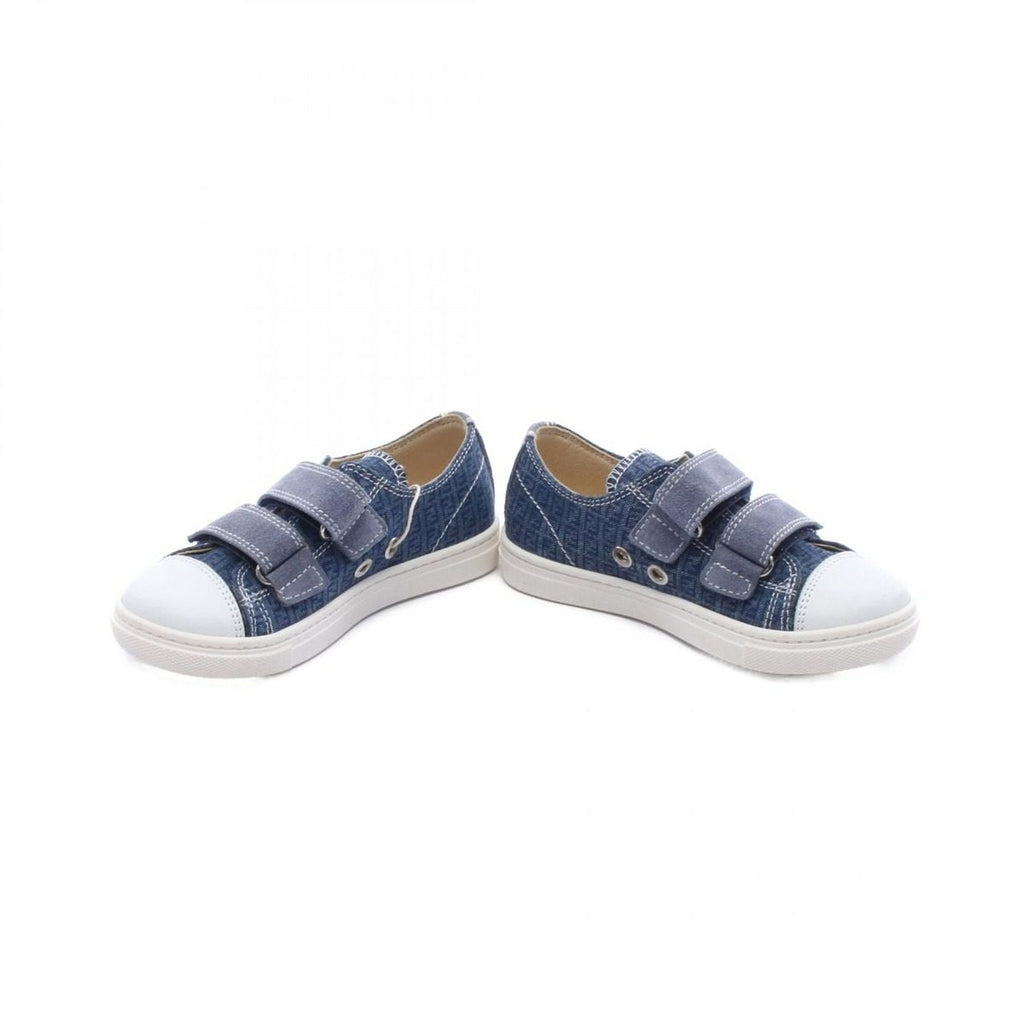 Fendi Sneakers Zucchino Kids Velcro Navy Canvas Leather — view 3