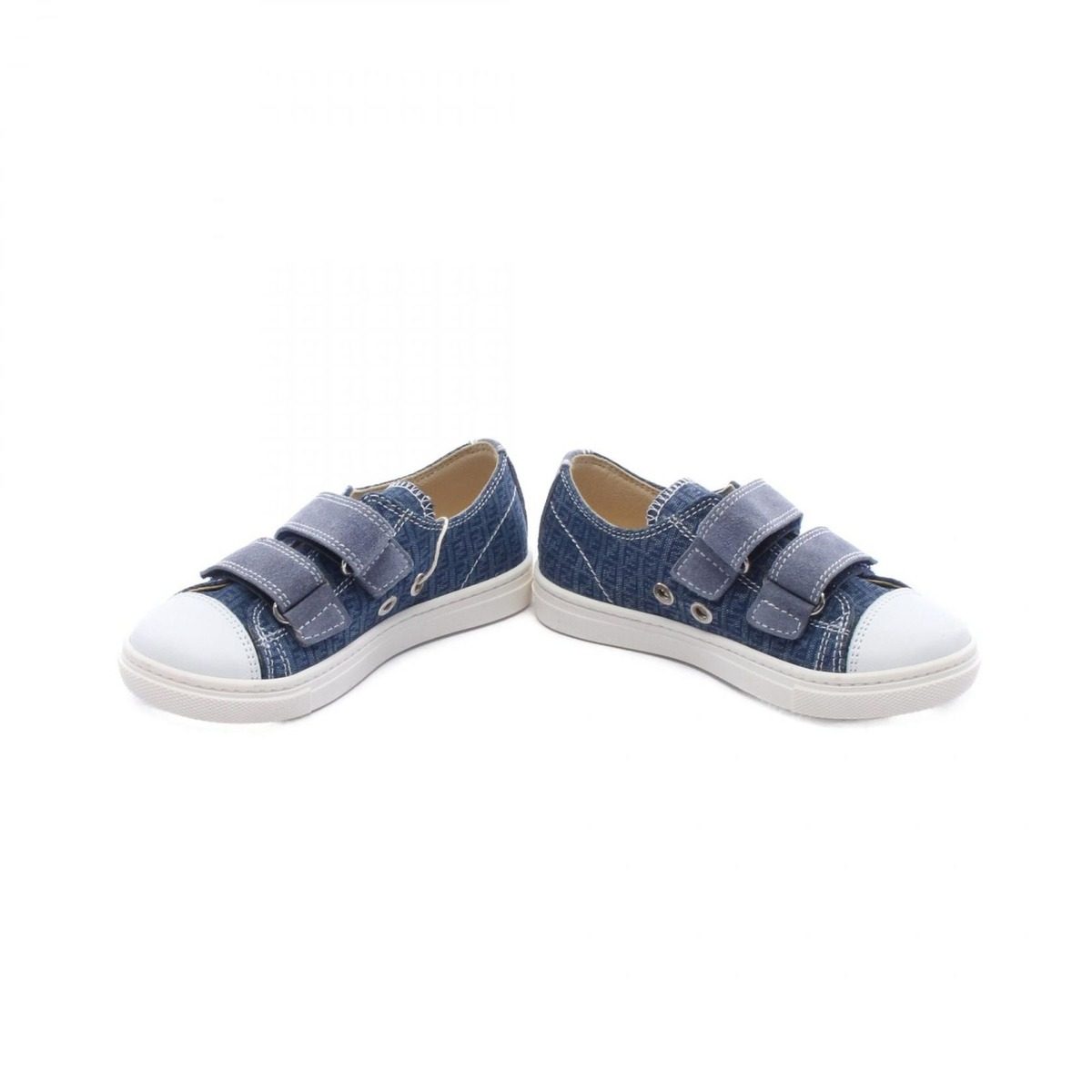 Fendi Sneakers Zucchino Kids Velcro Navy Canvas Leather — view 3