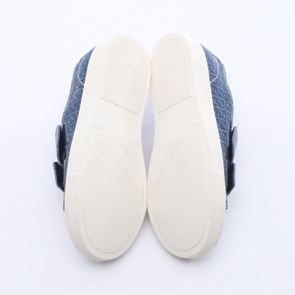 Fendi Sneakers Zucchino Kids Velcro Navy Canvas Leather — view 4