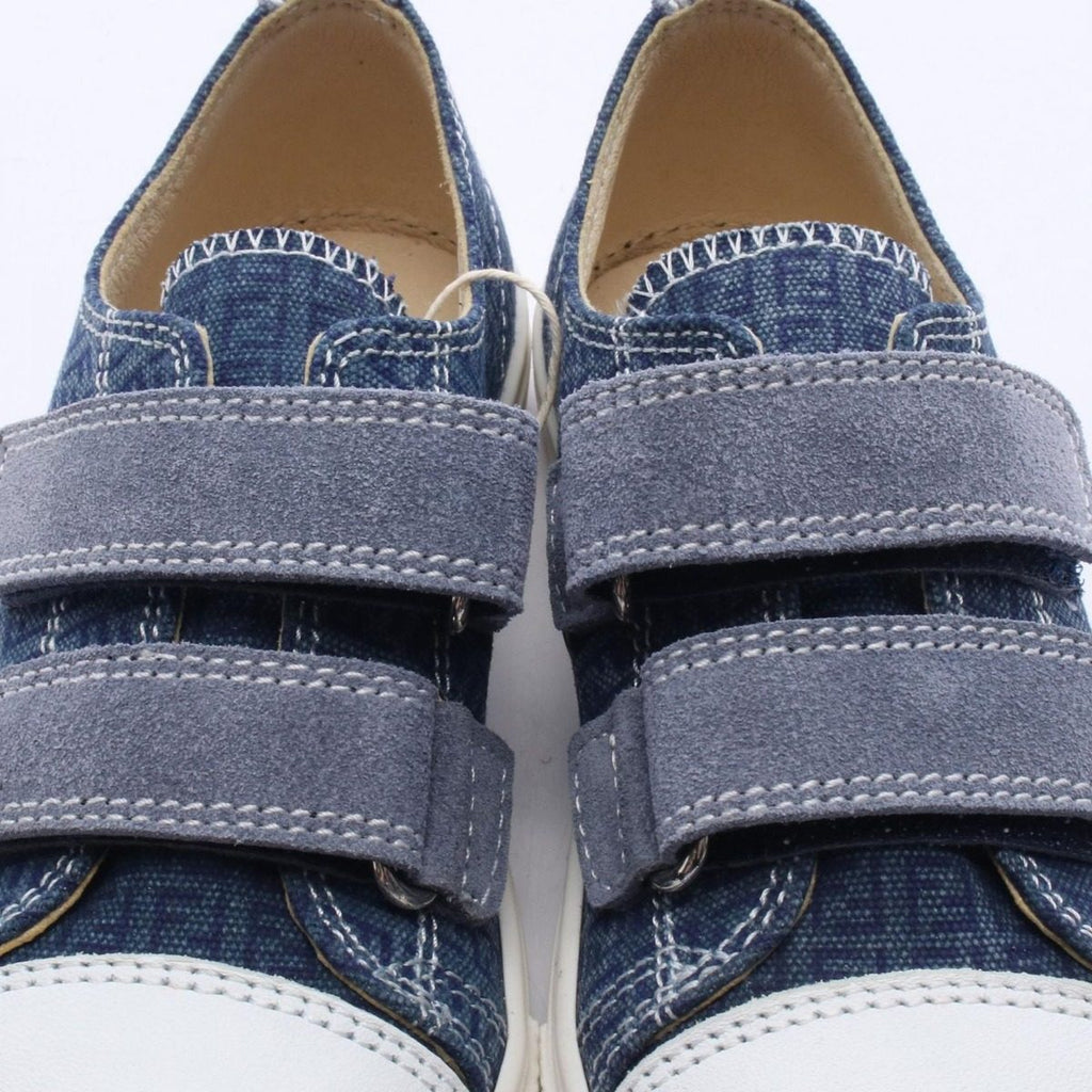 Fendi Sneakers Zucchino Kids Velcro Navy Canvas Leather — view 7