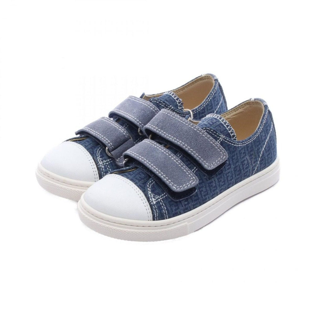 Fendi Sneakers Zucchino Kids Velcro Navy Canvas Leather