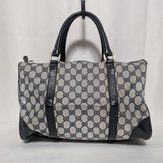 Gucci GG Supreme Leather Navy Mini Boston Bag Vintage