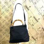 Gucci Shoulder Bag Bamboo Nylon Black Travel Formal — view 2