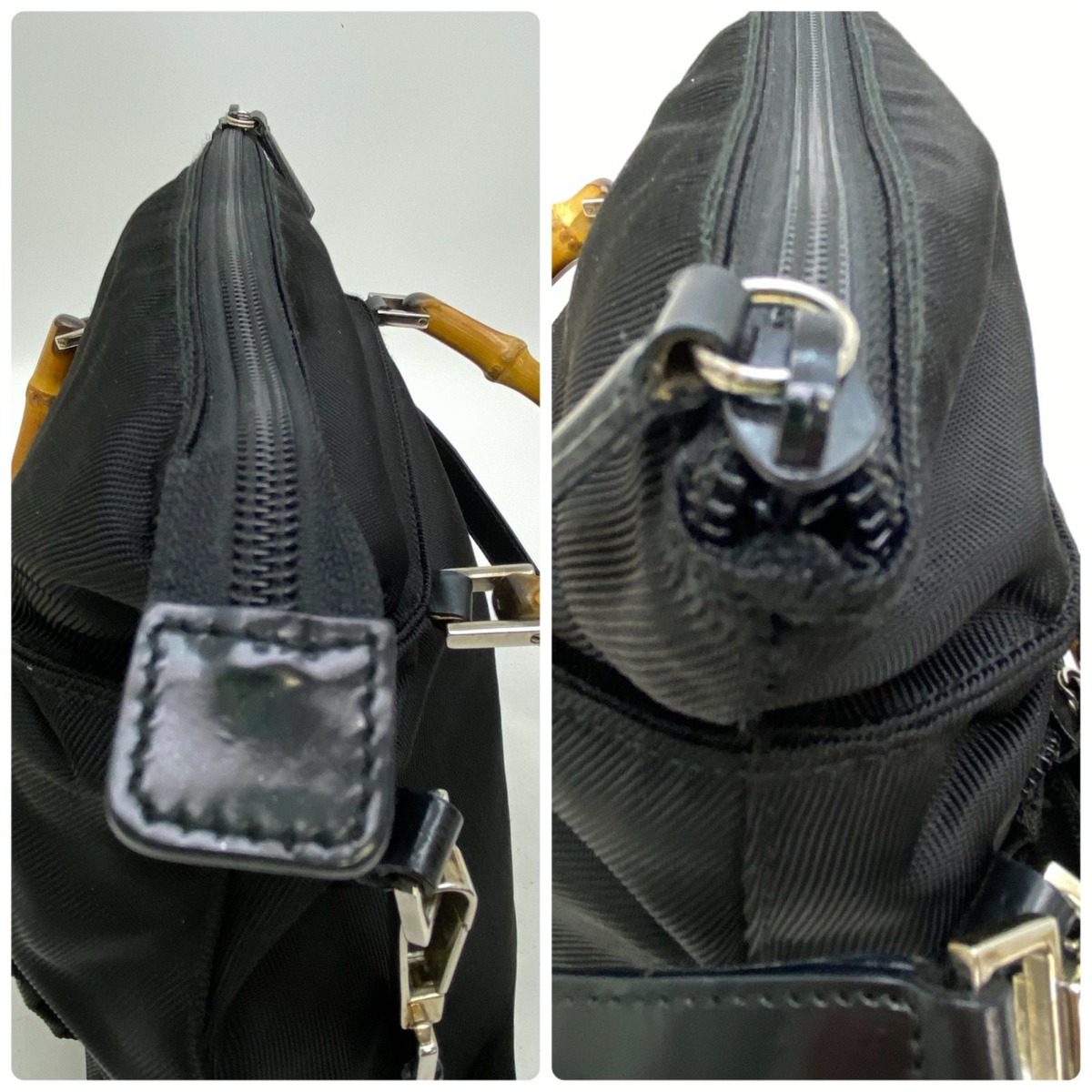 Gucci Shoulder Bag Bamboo Nylon Black Travel Formal — view 4