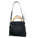 Gucci Shoulder Bag Bamboo Nylon Black Travel Formal