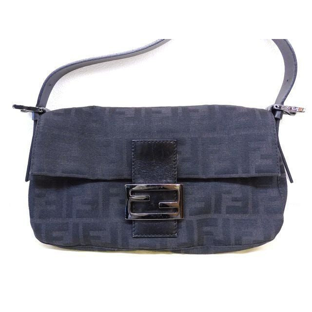 Fendi Mamma Bucket Zucca Pattern Shoulder Handbag Black
