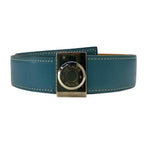 Hermes Serie Belt Leather Blue Jean Brown Silver Hardware — view 2