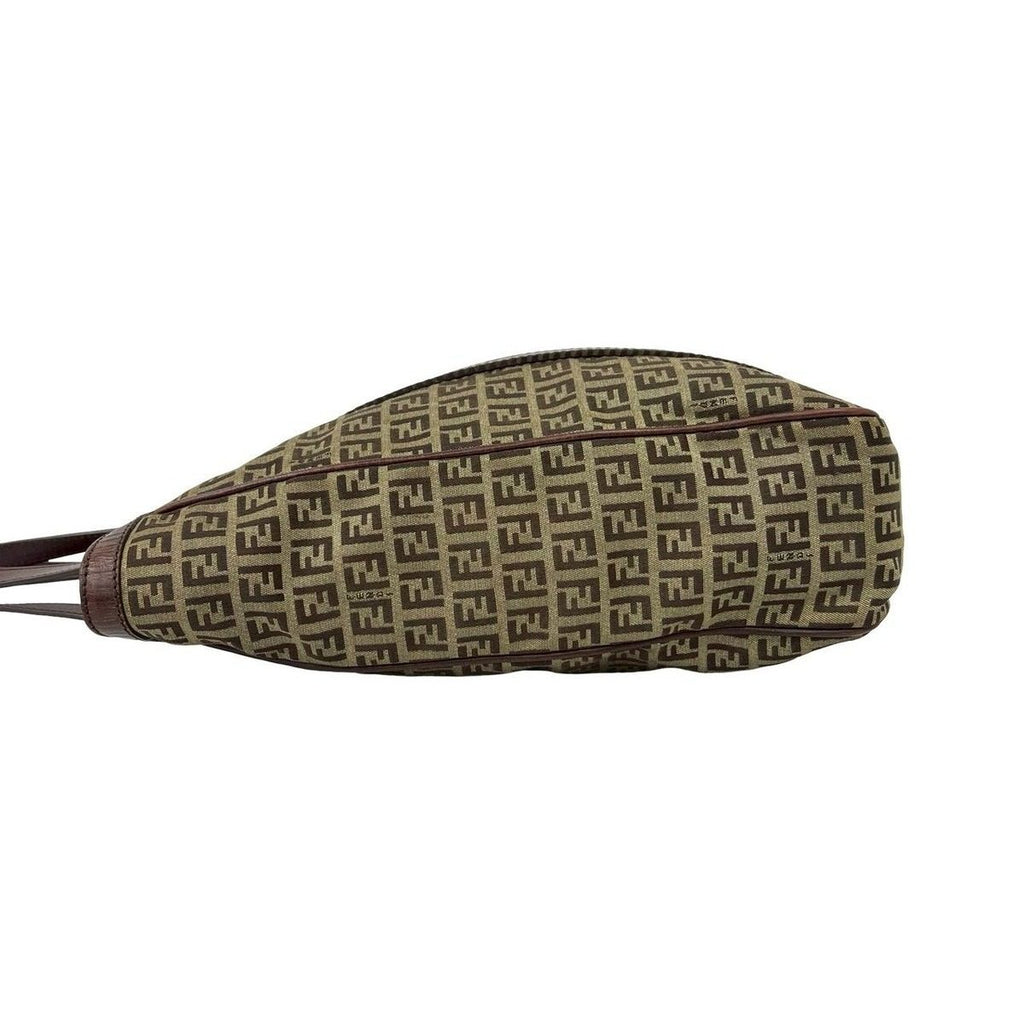 Fendi Zucchino FF Pattern Canvas Leather Tote Business Brown — view 5