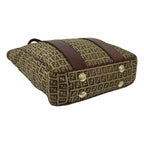 Fendi Zucchino FF Pattern Canvas Leather Tote Business Brown — view 7