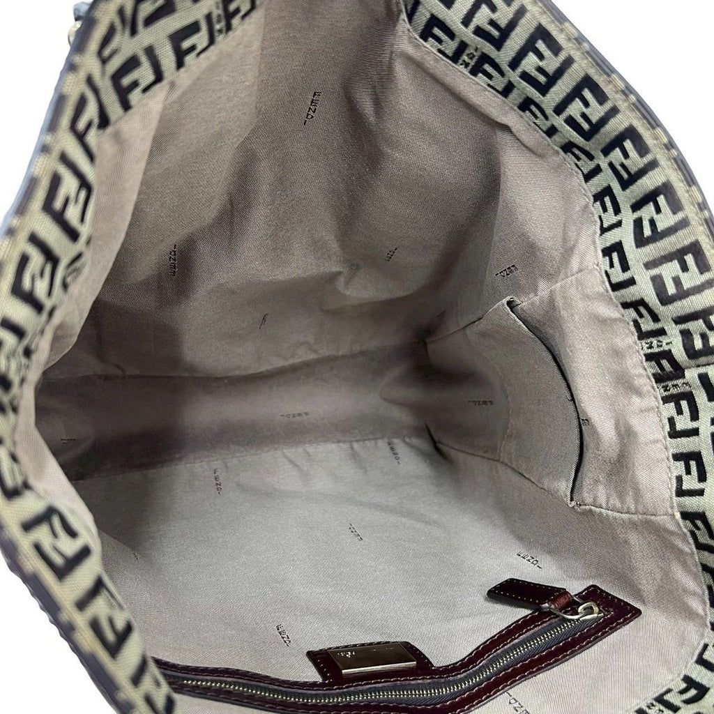 Fendi Zucchino FF Pattern Canvas Leather Tote Business Brown — view 9