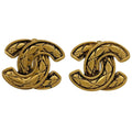 Chanel CC Logo Earrings Gold Plated