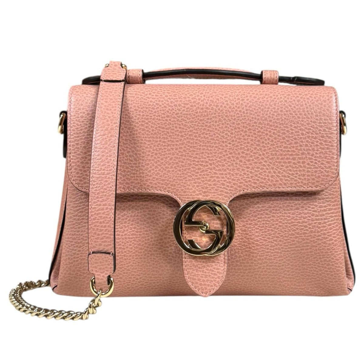 Gucci Interlocking Shoulder Bag Leather Pink G
