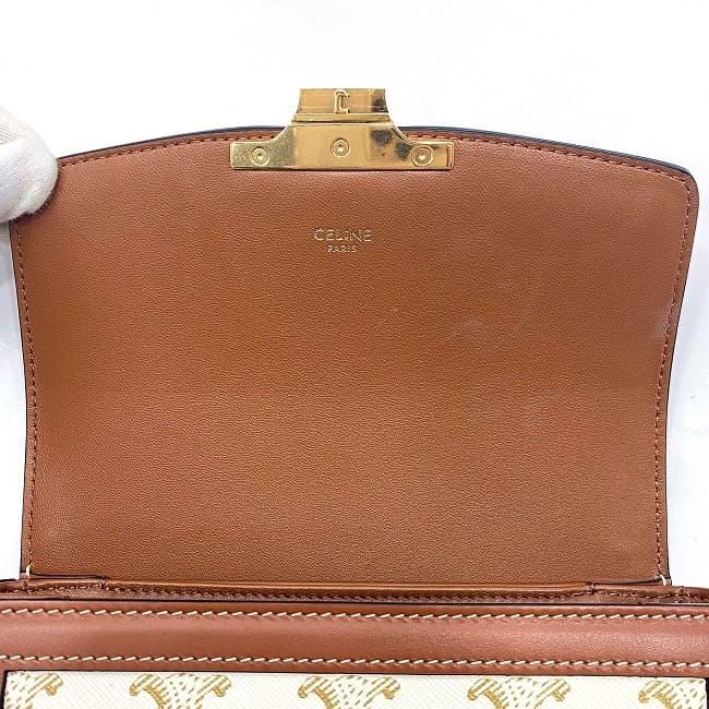 Celine Shoulder Bag White Brown Triomphe — view 9