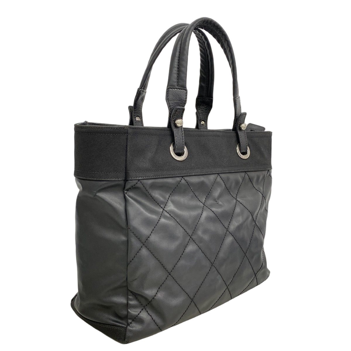 Chanel Tote Paris Biarritz Canvas Black Silver — view 2