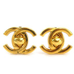 Chanel Earrings CC Logo Gold Plated